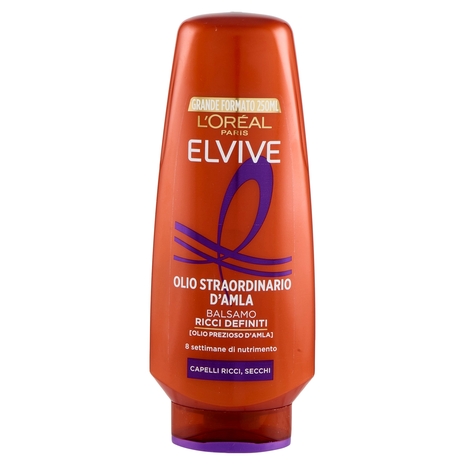 Elvive Olio Straordinario d'Amla Balsamo Ricci Definiti, per Capelli Ricci, Secchi, 250 ml